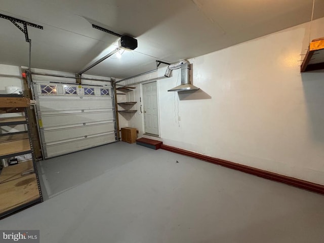 garage with a garage door opener