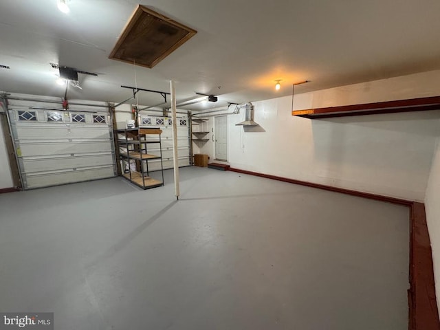 garage with baseboards