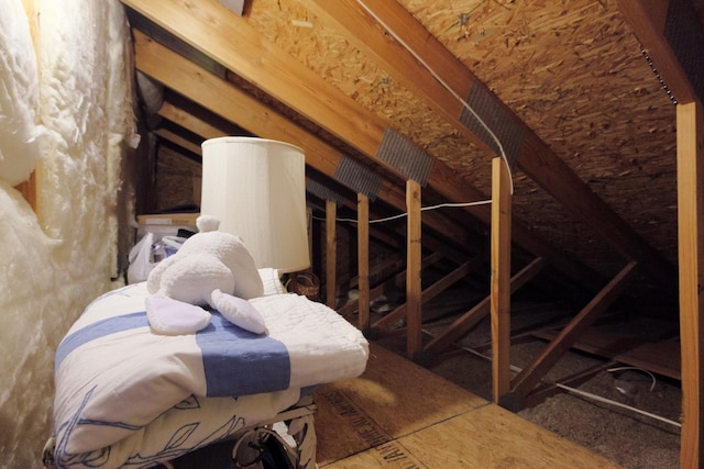 view of unfinished attic