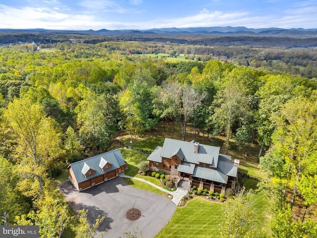 bird's eye view with a mountain view