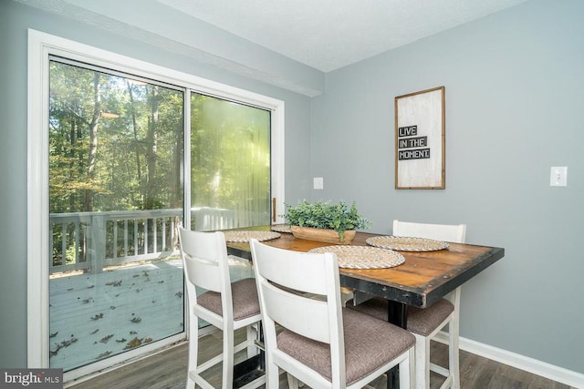 dining room with dark hardwood / wood-style floors