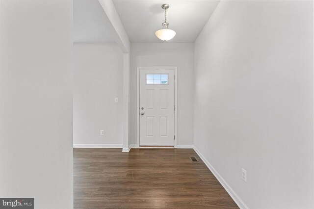 foyer featuring dark wood-type flooring