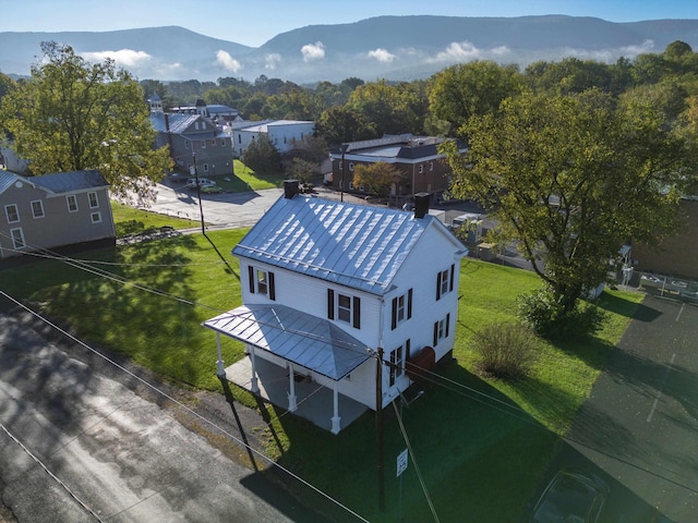 drone / aerial view with a mountain view