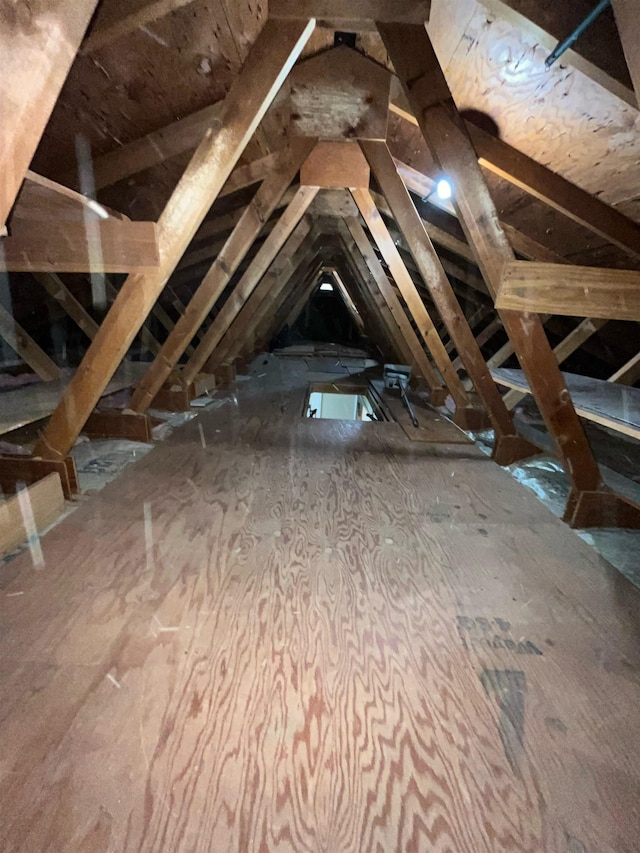 view of unfinished attic