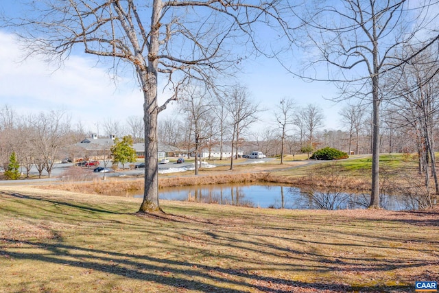 view of yard with a water view