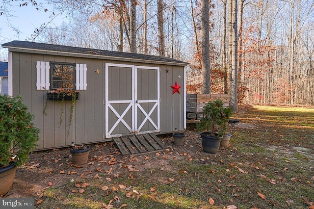 view of shed