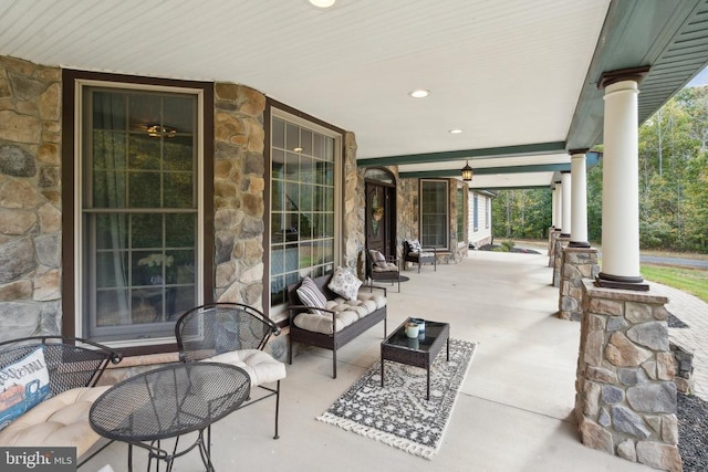 view of patio with a porch