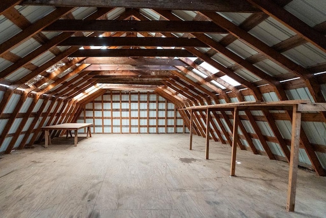 view of unfinished attic