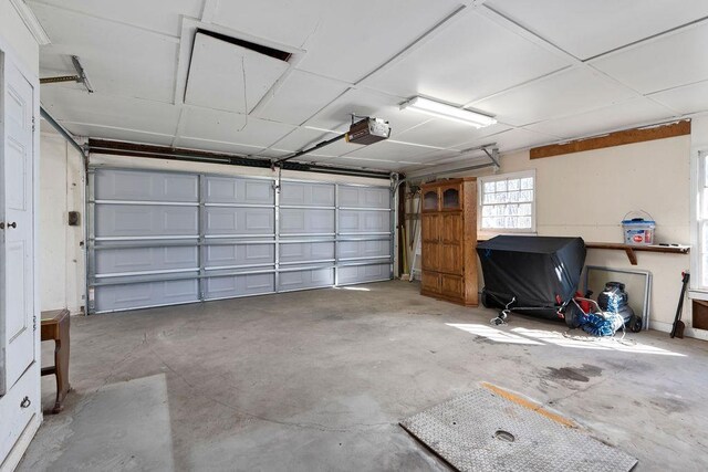 garage with a garage door opener