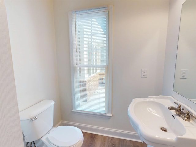 half bath featuring baseboards, plenty of natural light, and a sink