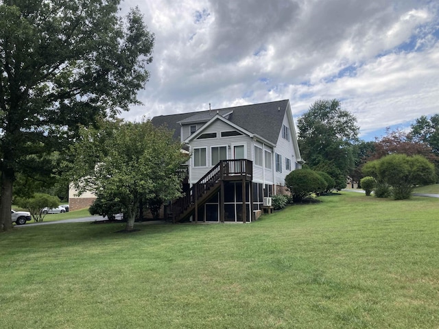 exterior space with a yard and stairway