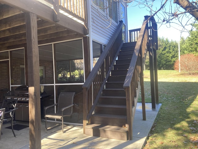 view of patio with stairs