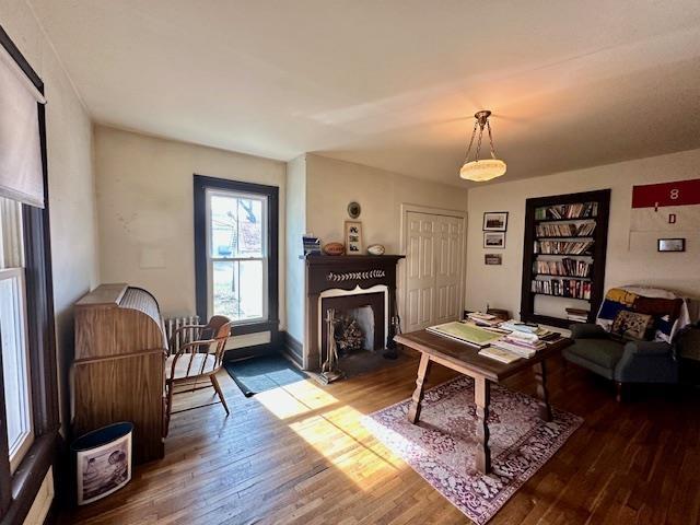 sitting room with hardwood / wood-style floors