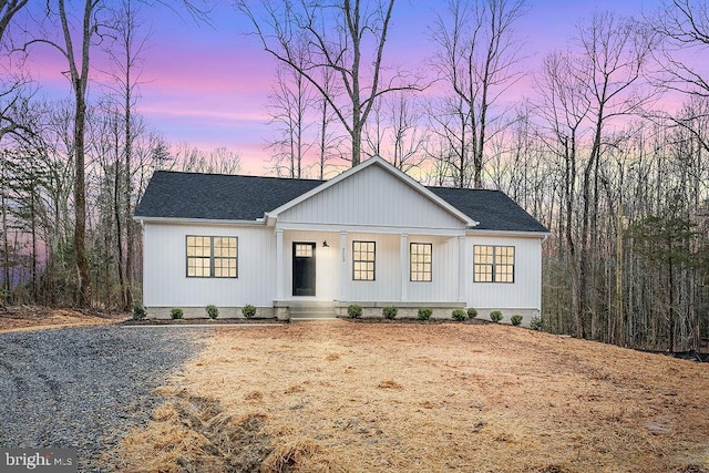 modern farmhouse featuring a porch