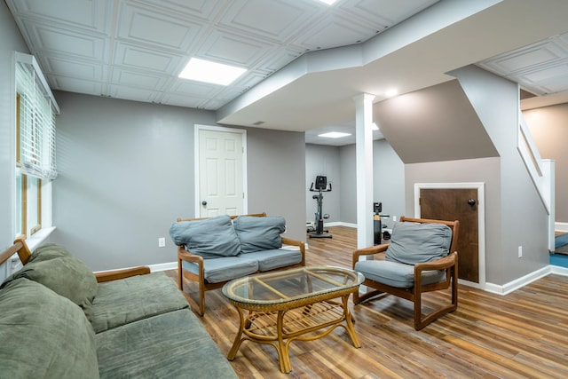 living room with wood-type flooring