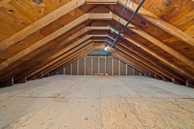 view of unfinished attic