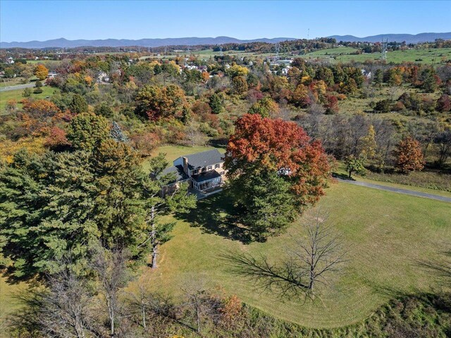 aerial view with a mountain view