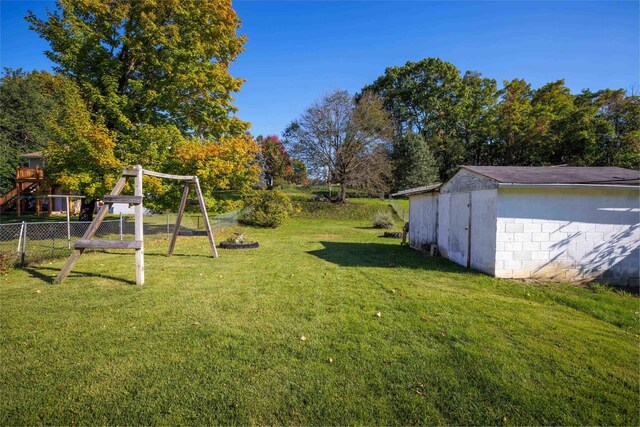 view of yard featuring a playground