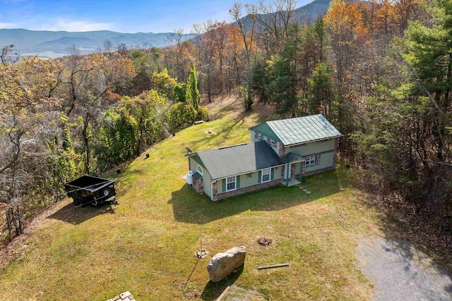 drone / aerial view with a mountain view