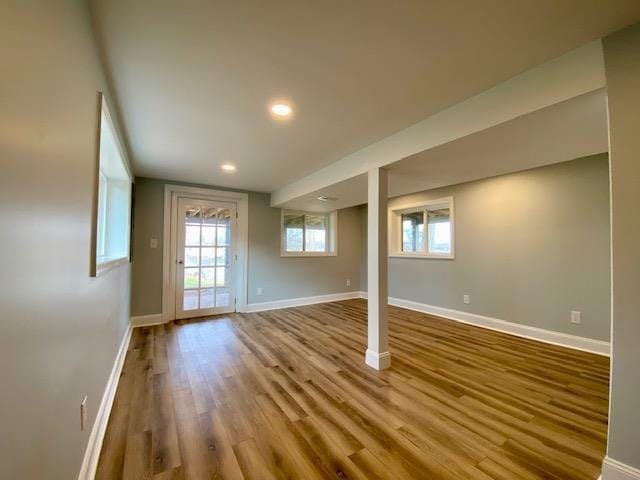 interior space with hardwood / wood-style floors