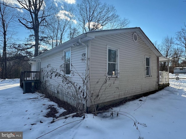 view of snow covered exterior