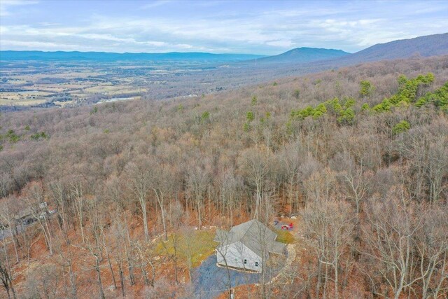 birds eye view of property with a mountain view