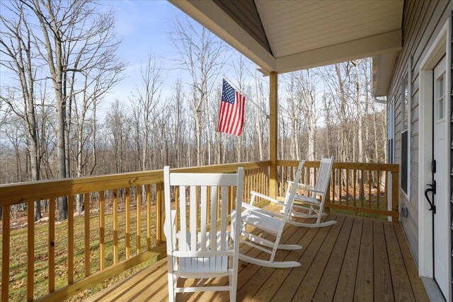 deck featuring a porch