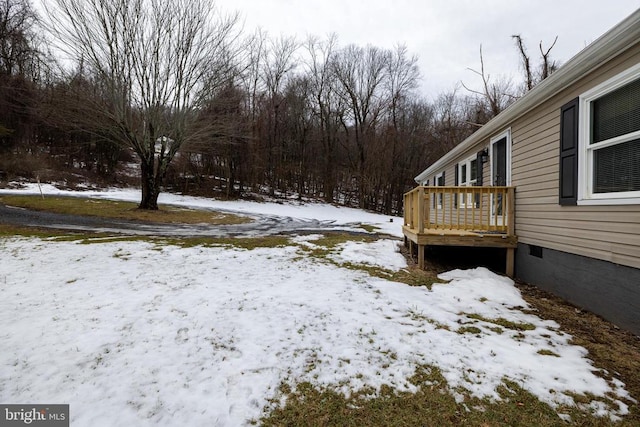 view of yard covered in snow