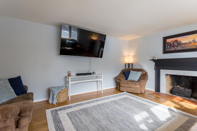 living room with hardwood / wood-style flooring