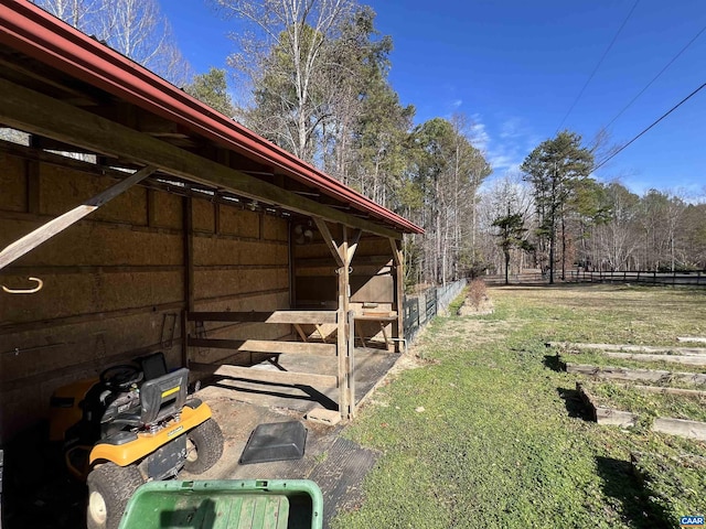 view of yard with an outdoor structure and an exterior structure