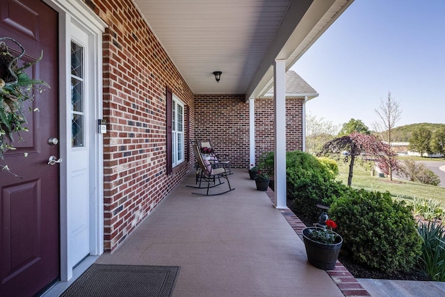 view of patio featuring covered porch