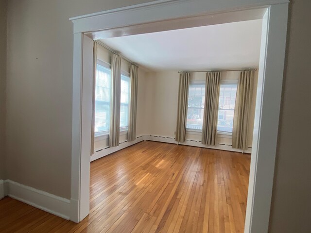 spare room featuring a healthy amount of sunlight and light wood-type flooring