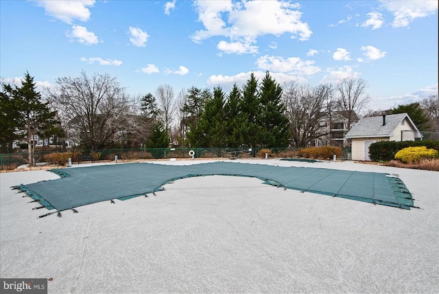 view of pool featuring fence, a patio area, and a fenced in pool