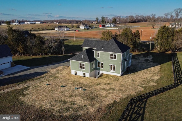 aerial view featuring a rural view