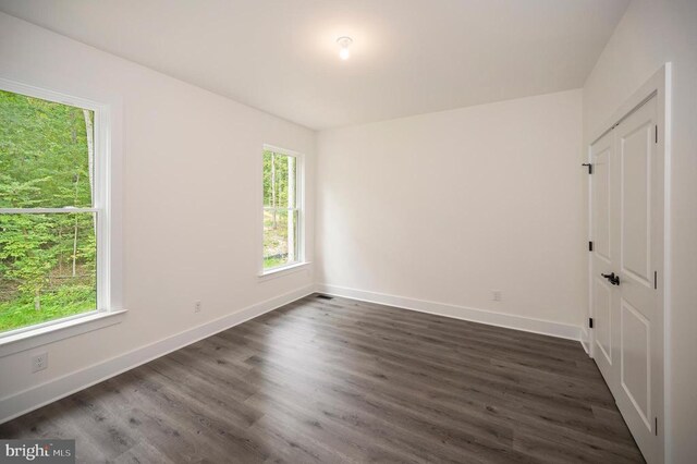 empty room featuring dark wood-type flooring