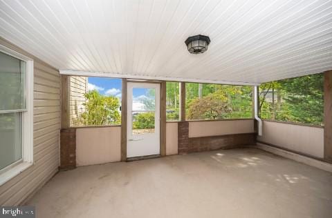 view of unfurnished sunroom