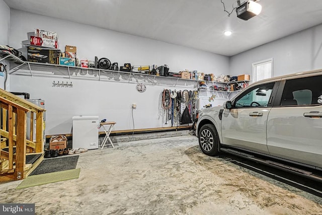 garage with a garage door opener