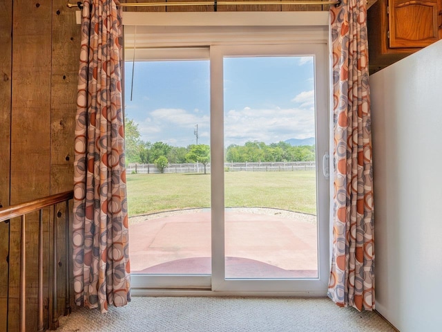 entryway featuring light colored carpet and plenty of natural light