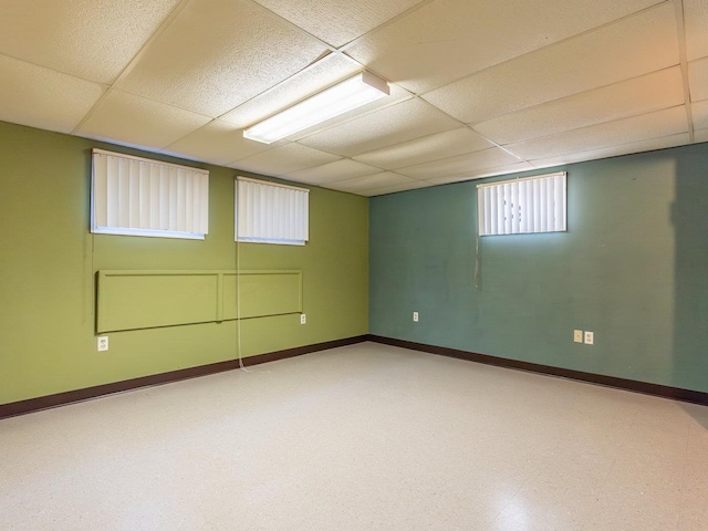 basement with a drop ceiling