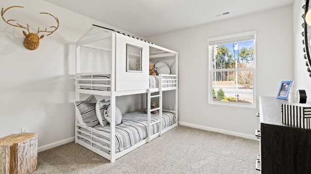 carpeted bedroom with multiple windows