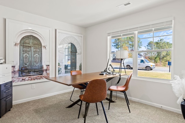 view of carpeted office space