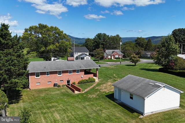 drone / aerial view with a mountain view