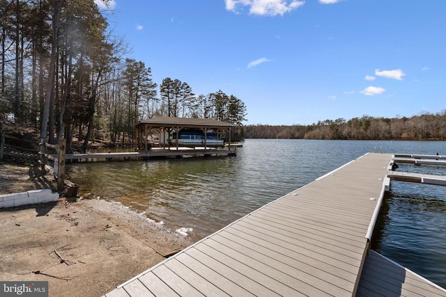 dock area featuring a water view