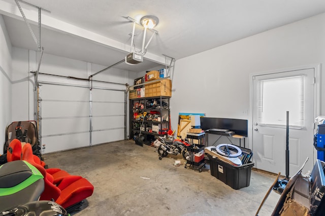 garage with a garage door opener