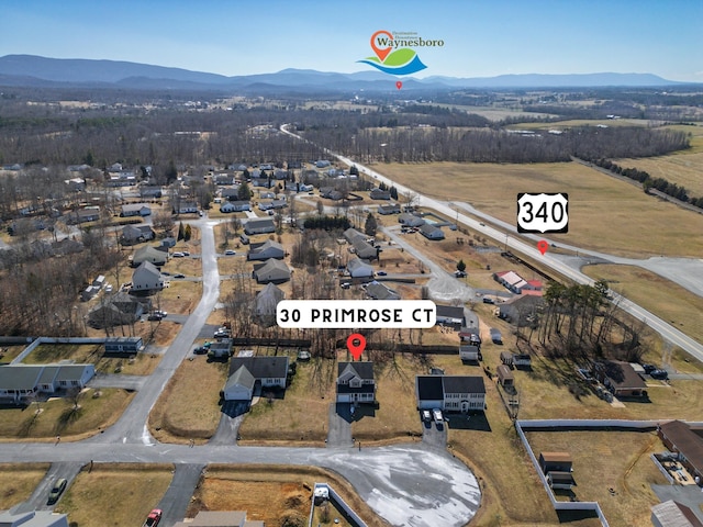 aerial view with a residential view and a mountain view