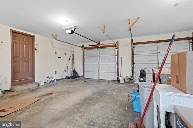 garage with a garage door opener