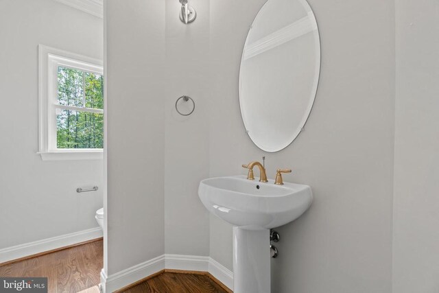 bathroom featuring hardwood / wood-style floors and toilet