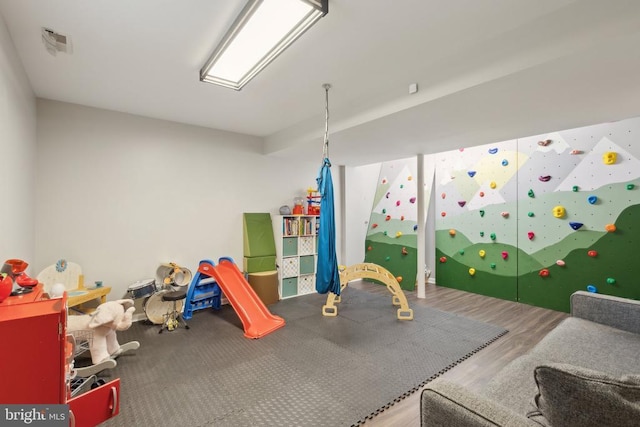 rec room featuring wood finished floors