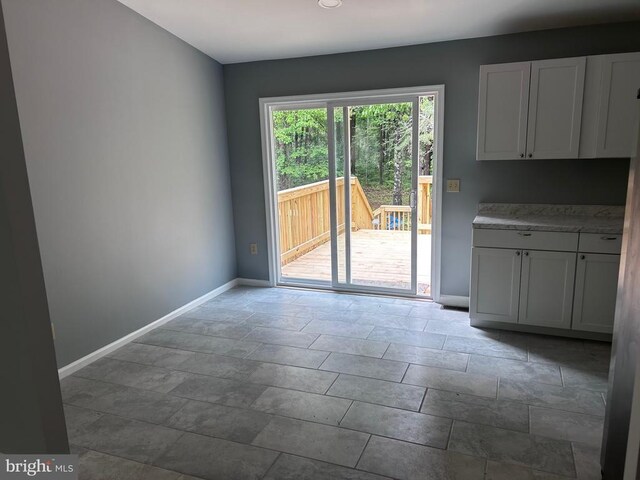 view of unfurnished dining area