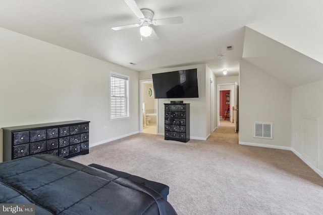 unfurnished bedroom with baseboards, visible vents, and carpet